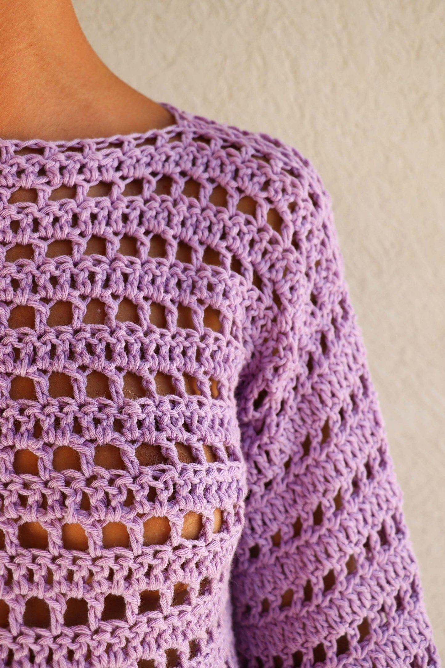 Pull Brigitte crochet - lilas