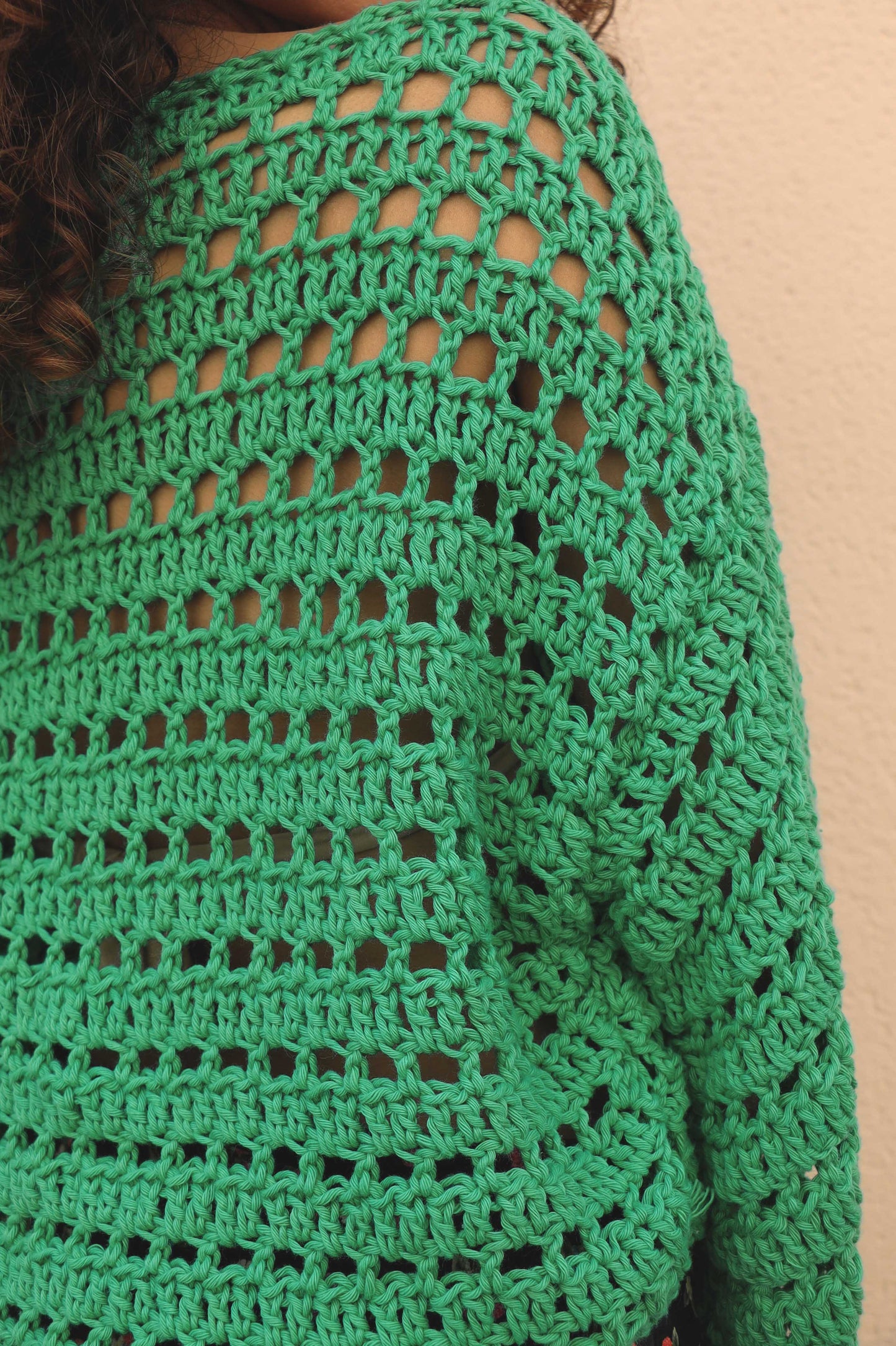 Pull Brigitte crochet - vert